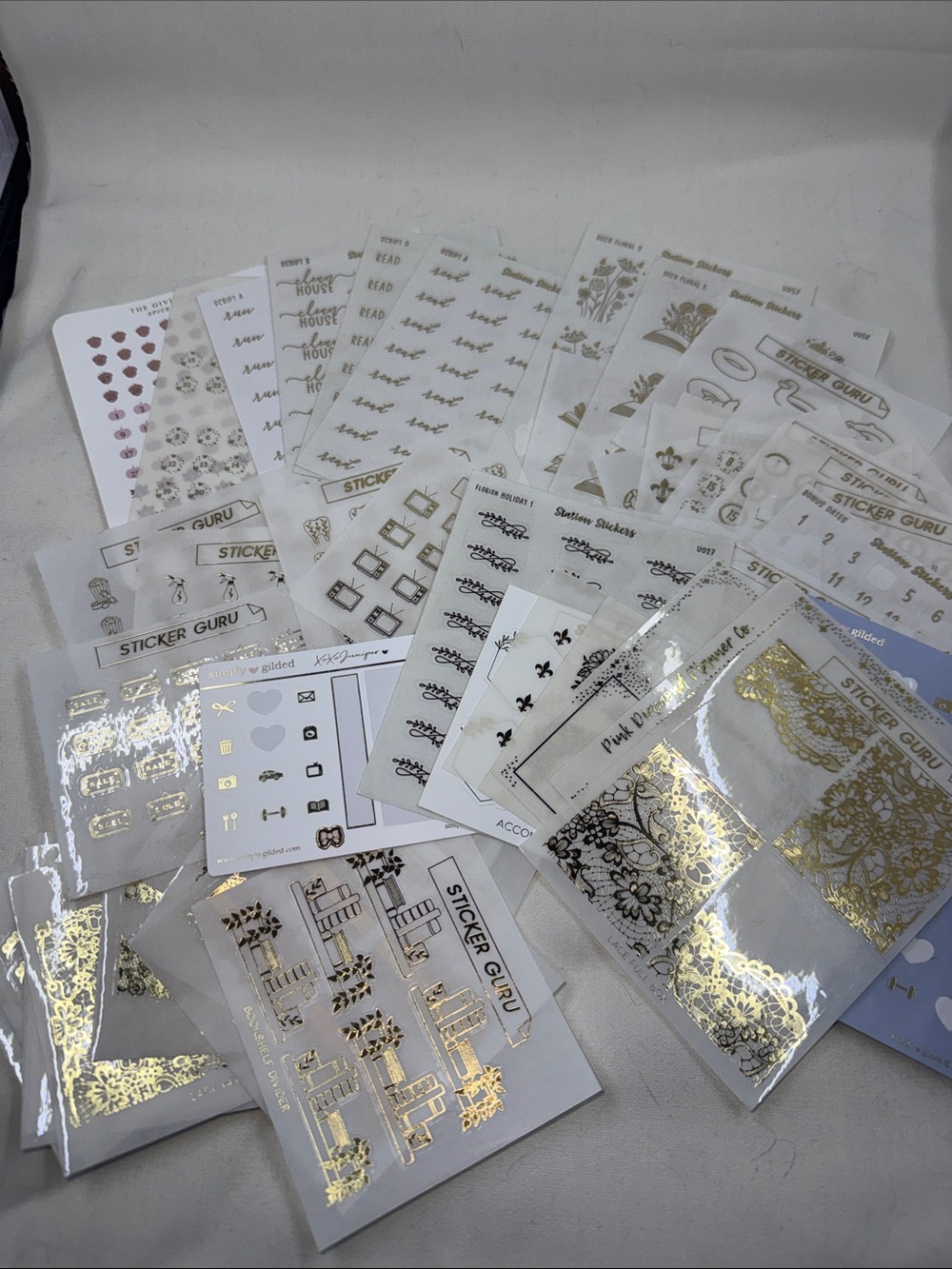 DESTASH Gold Foil Planner Stickers *Used Stationary and Memory Keeping 40+ pcs